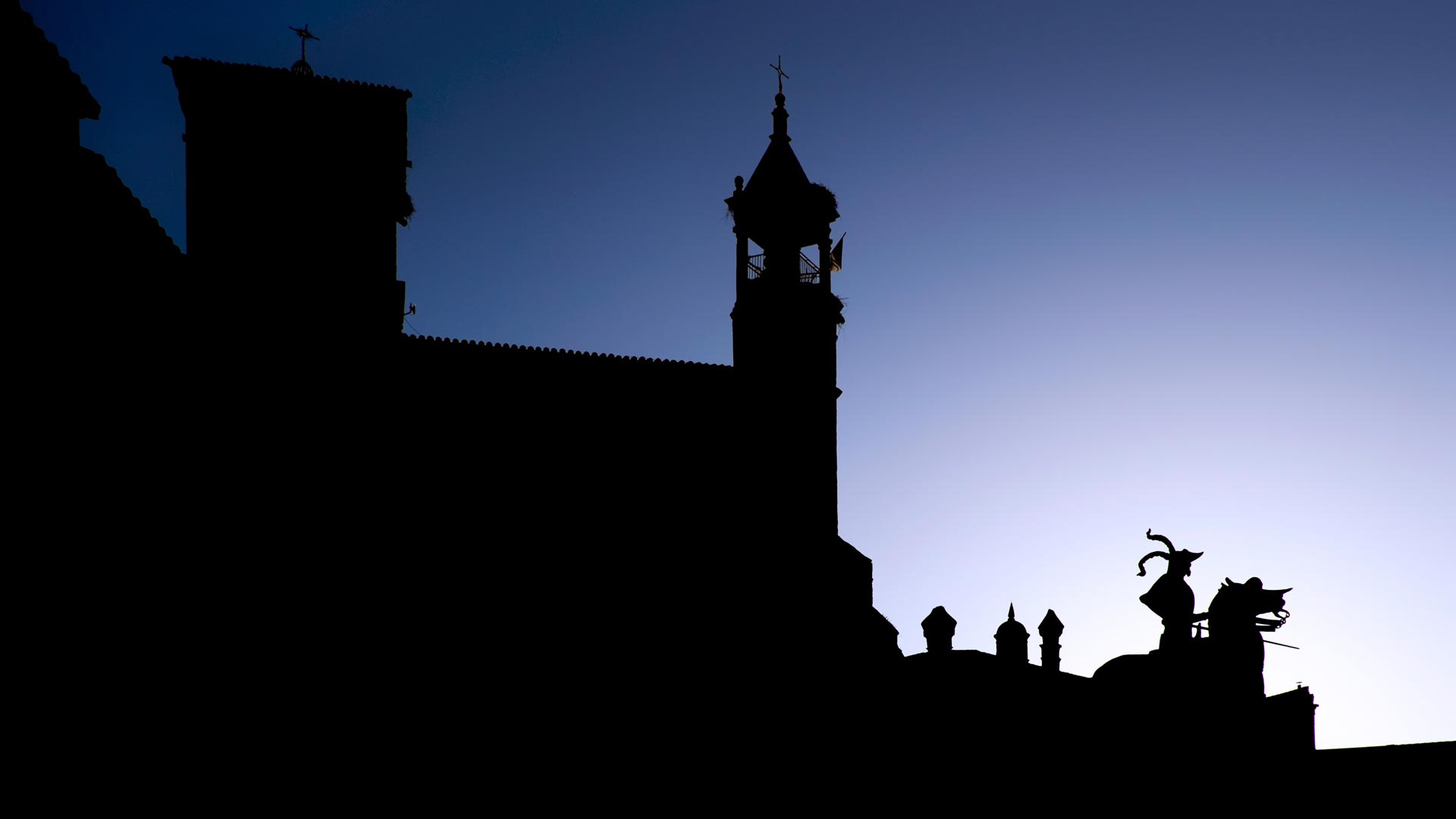 Plaza Mayor silhouette Trujillo Spain